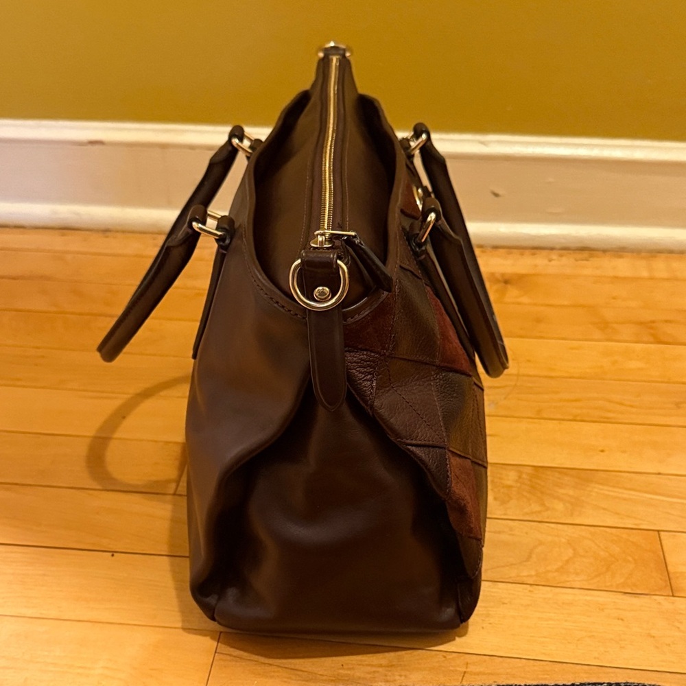 Coach Brown Patchwork Leather Briefcase Satchel - image 8